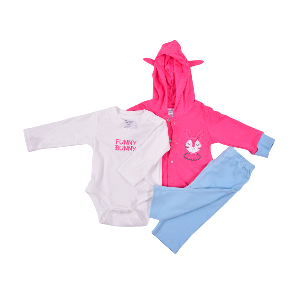 GIRLS L/S 3PC PAJAMA SUIT HOODED MZW-24 N.B 239-032