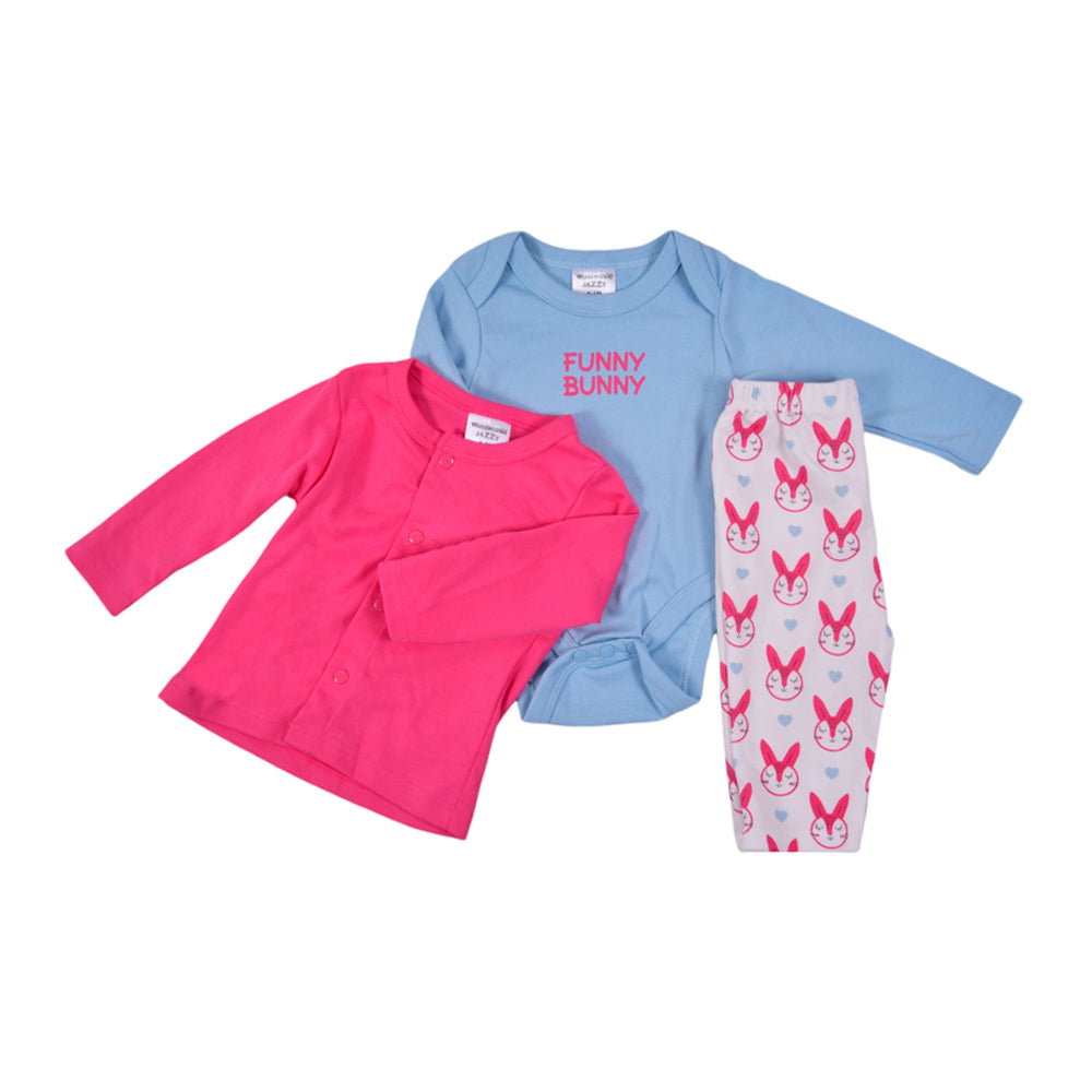 GIRLS L/S 3PC PAJAMA SUIT MZW-24 0-3M 239-061