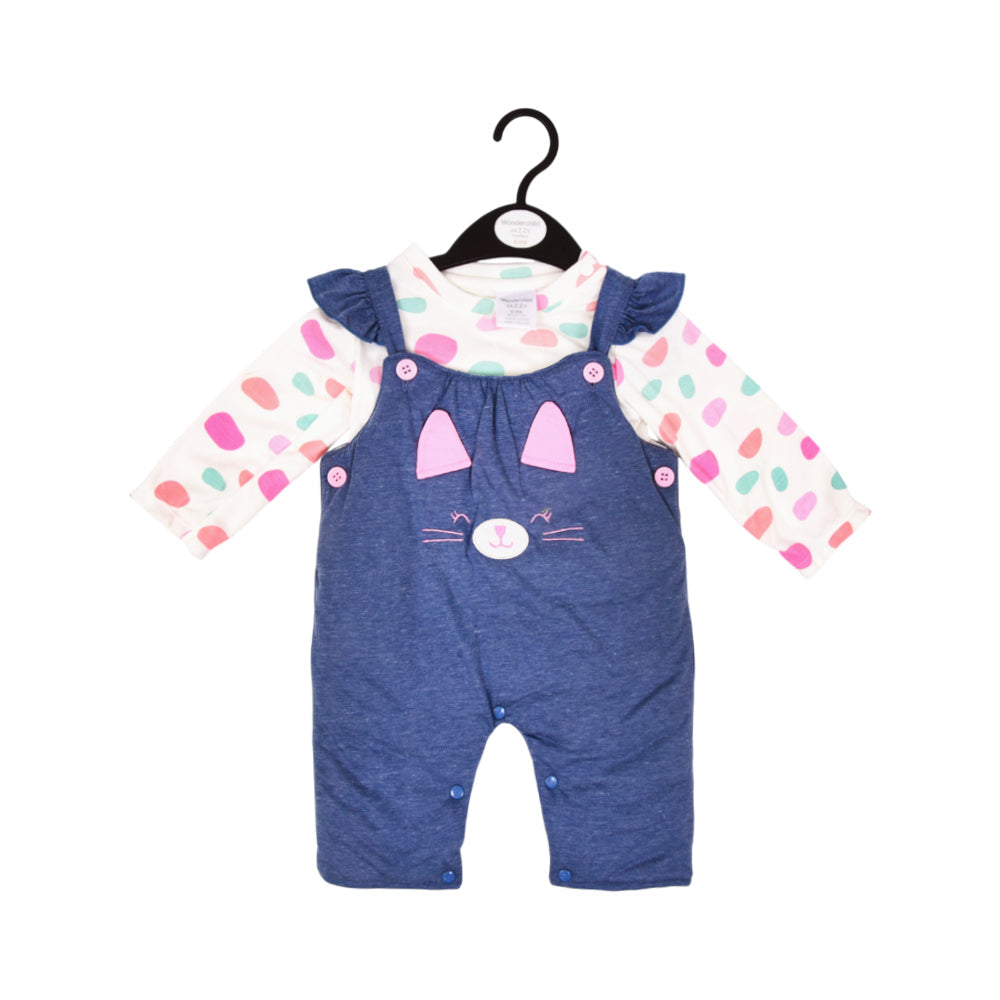 GIRLS L/S 2PC QUILTED ROMPER MZW-24 6-9M 033