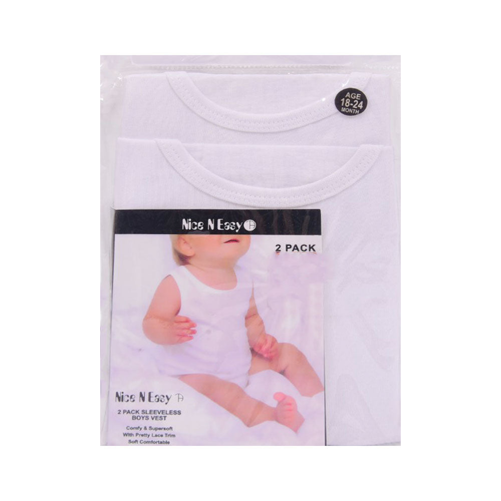 BOYS S/L VEST 2PC PACK NICE & EASY 18-24M MZW-24