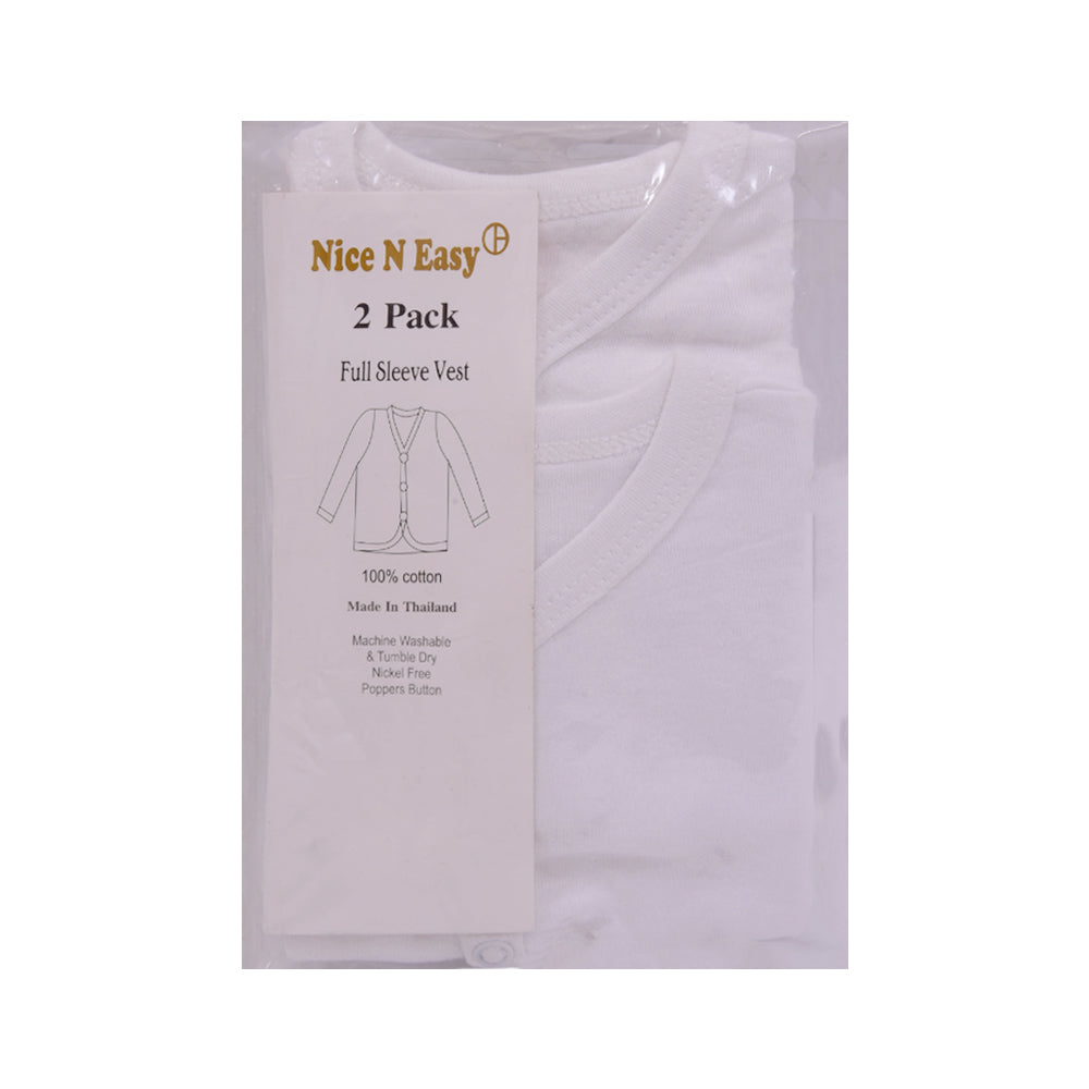 FRONT OPEN L/S VEST 2PC PACK NICE & EASY 0-3M MZW-24