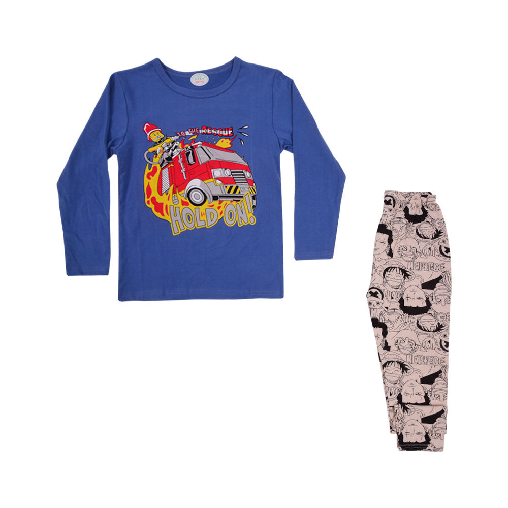 BOYS L/S 2PC SLEEPING SUIT CHR MZW-24 4-5 YEAR N-24