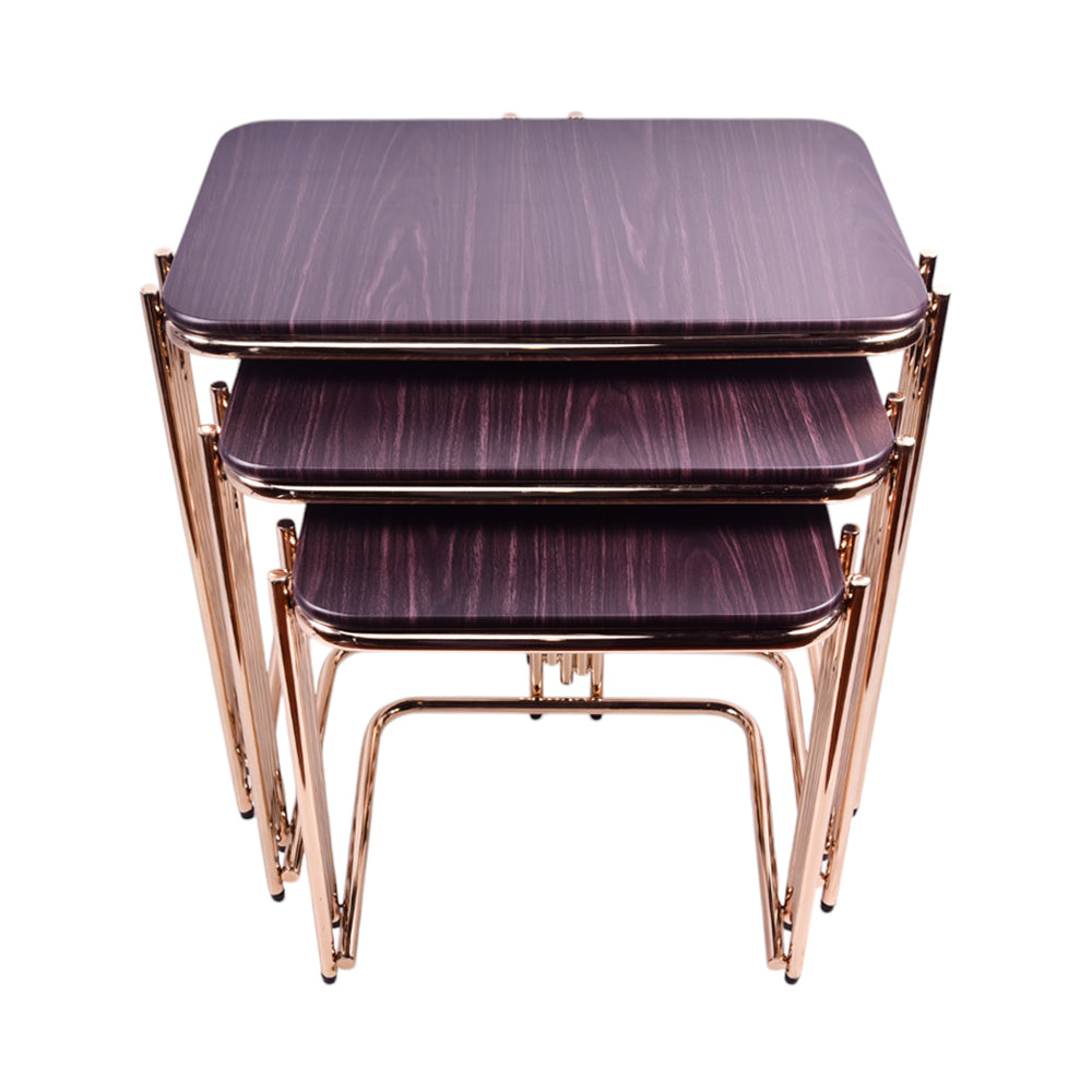 TABLE DELUXE GOLDEN  D/BROWN 3 PCS SET