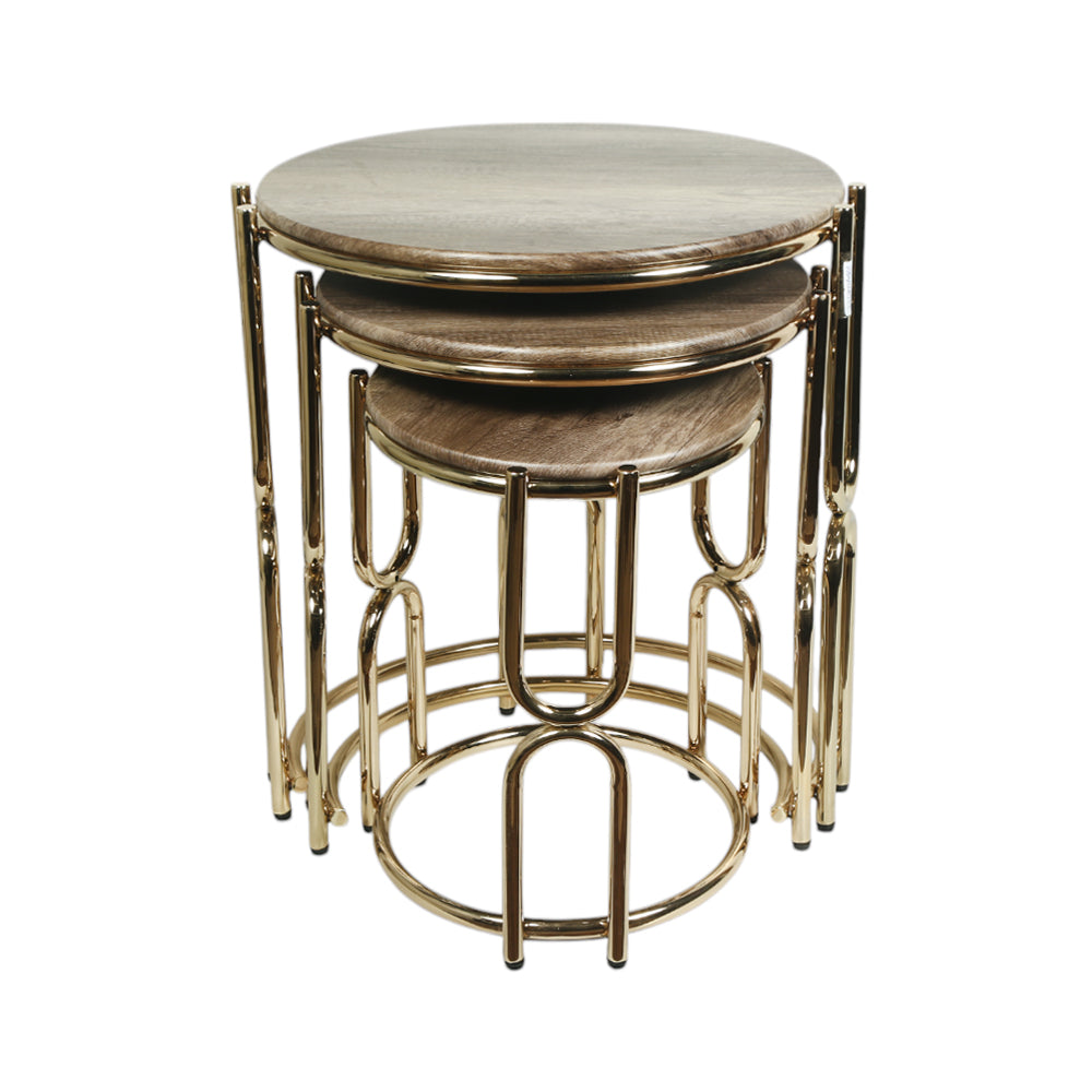 TABLE ROUND U KHAKHI 3 PCS SET