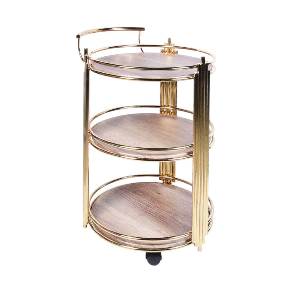 TEA TROLLEY THREE SHELF DELUXE KHAKHI