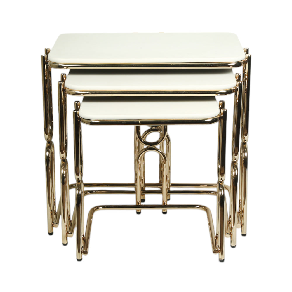 TABLE DELUXE U GOLDEN WHITE 3 PCS SET