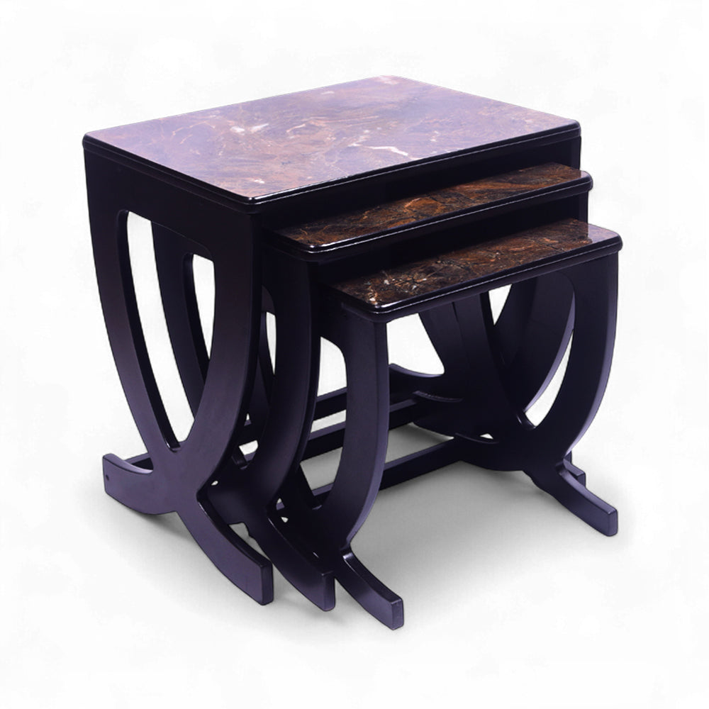 TABLE SQUARE MARBLE D/BROWN