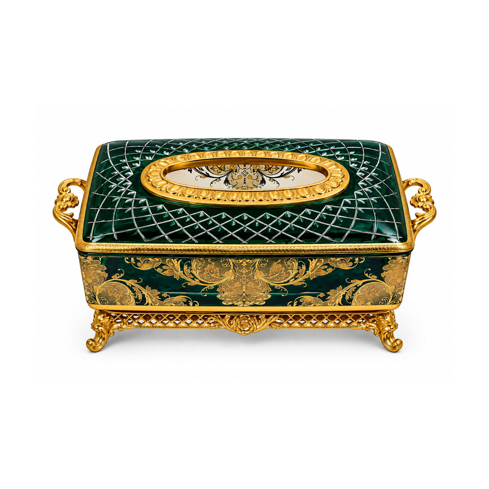 TISSUE BOX CRYSTAL BRASS H-C19-6018 JSB07-20