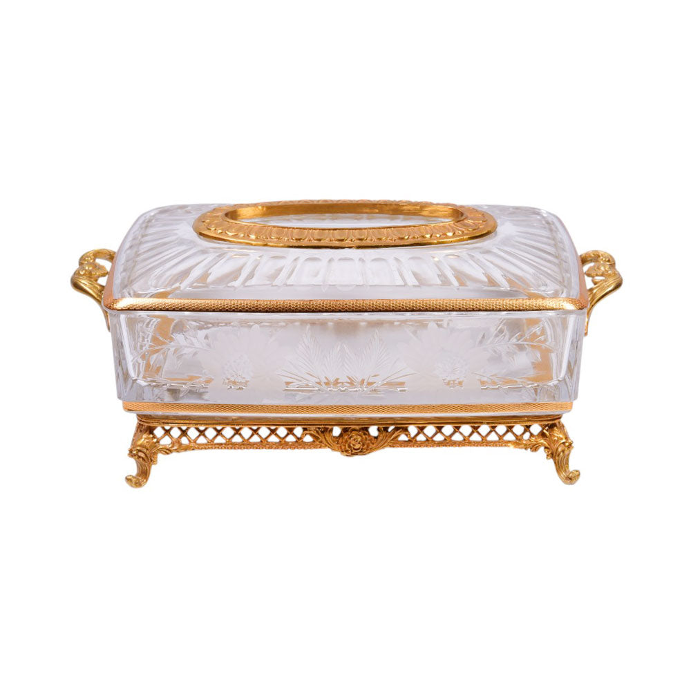 TISSUE BOX CRYSTAL BRASS IR H-C19-6018 JSA03-20