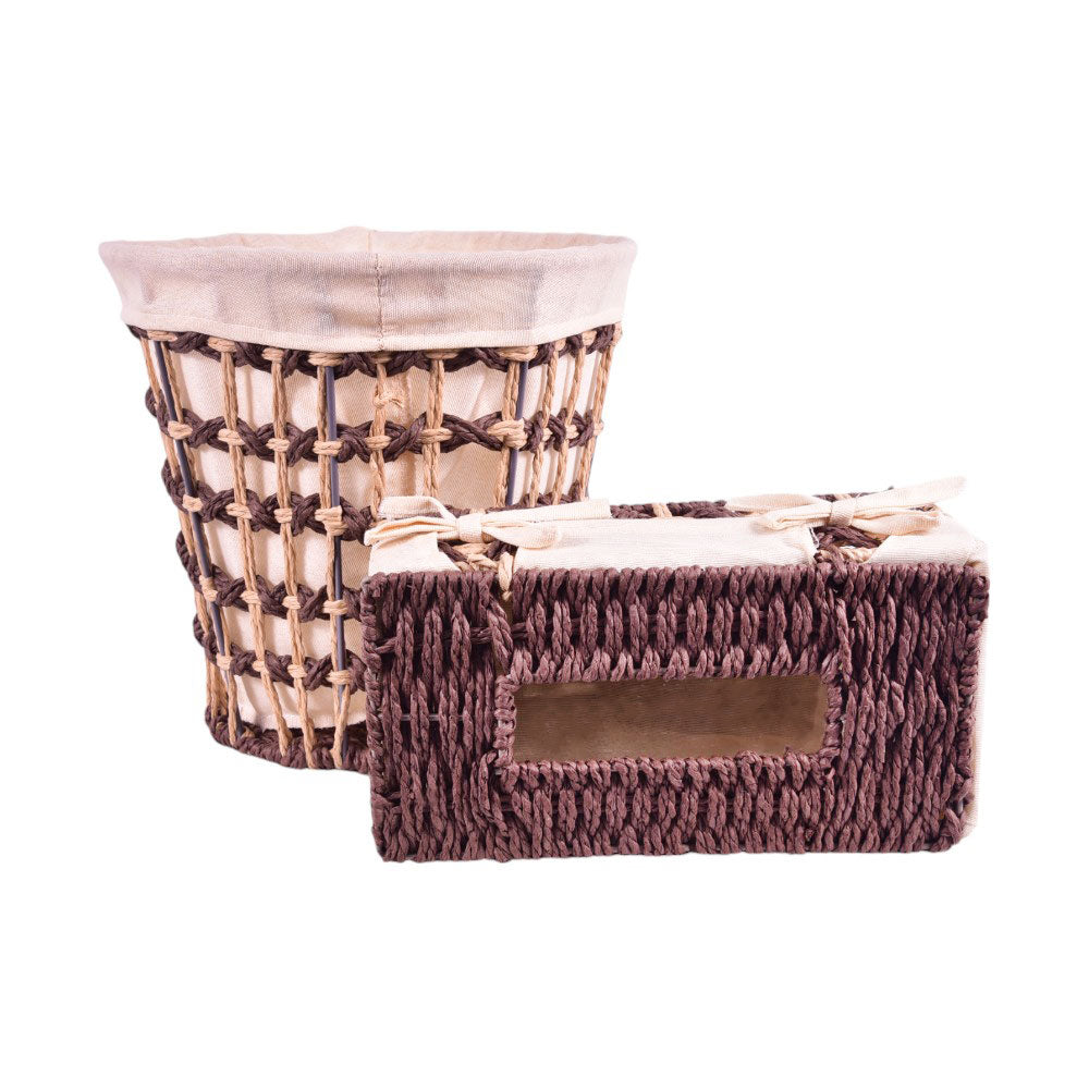 DUSTBIN & TISSUEBOX SET CANE IR Q026 G92-G94