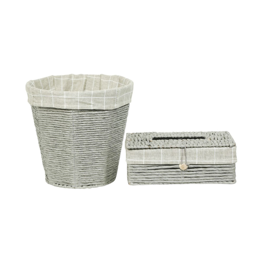 DUSTBIN & TISSUEBOX SET CANE IR Q-S2305YG G107-G109