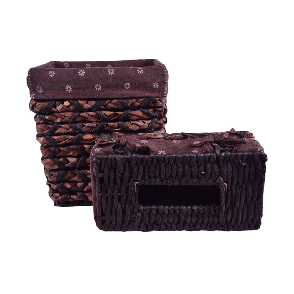 DUSTBIN & TISSUEBOX SET CANE IR 057P G125-G127