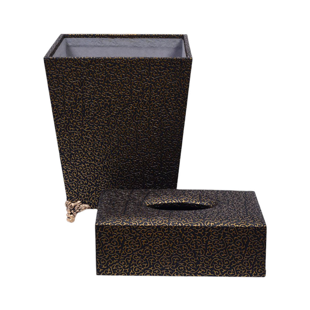 DUSTBIN & TISSUE BOX SET LEATHER 032-074M