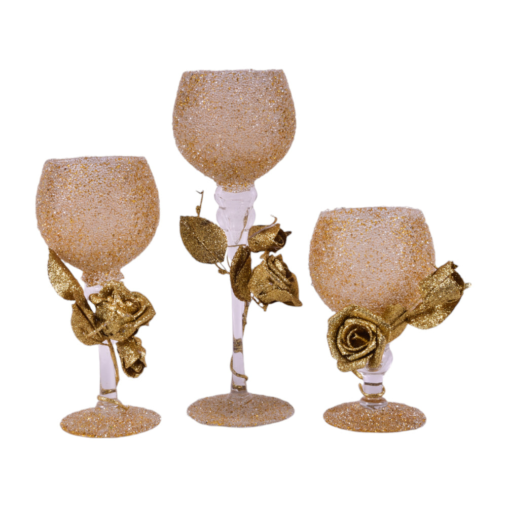 GLASS DECORATION 3PC SET IR C18-9GOLD