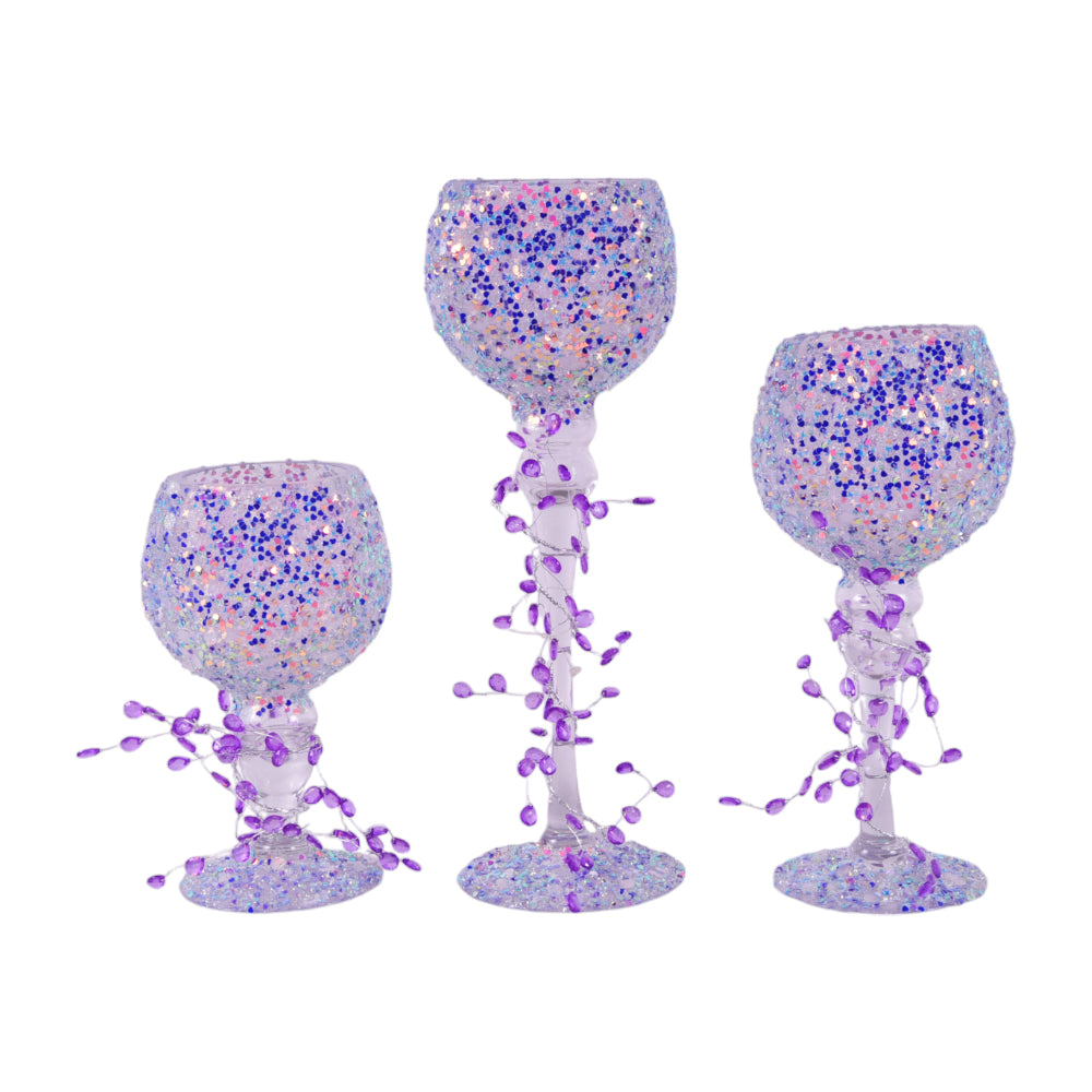 GLASS DECORATION 3PC SET IR C18-63PURPLE