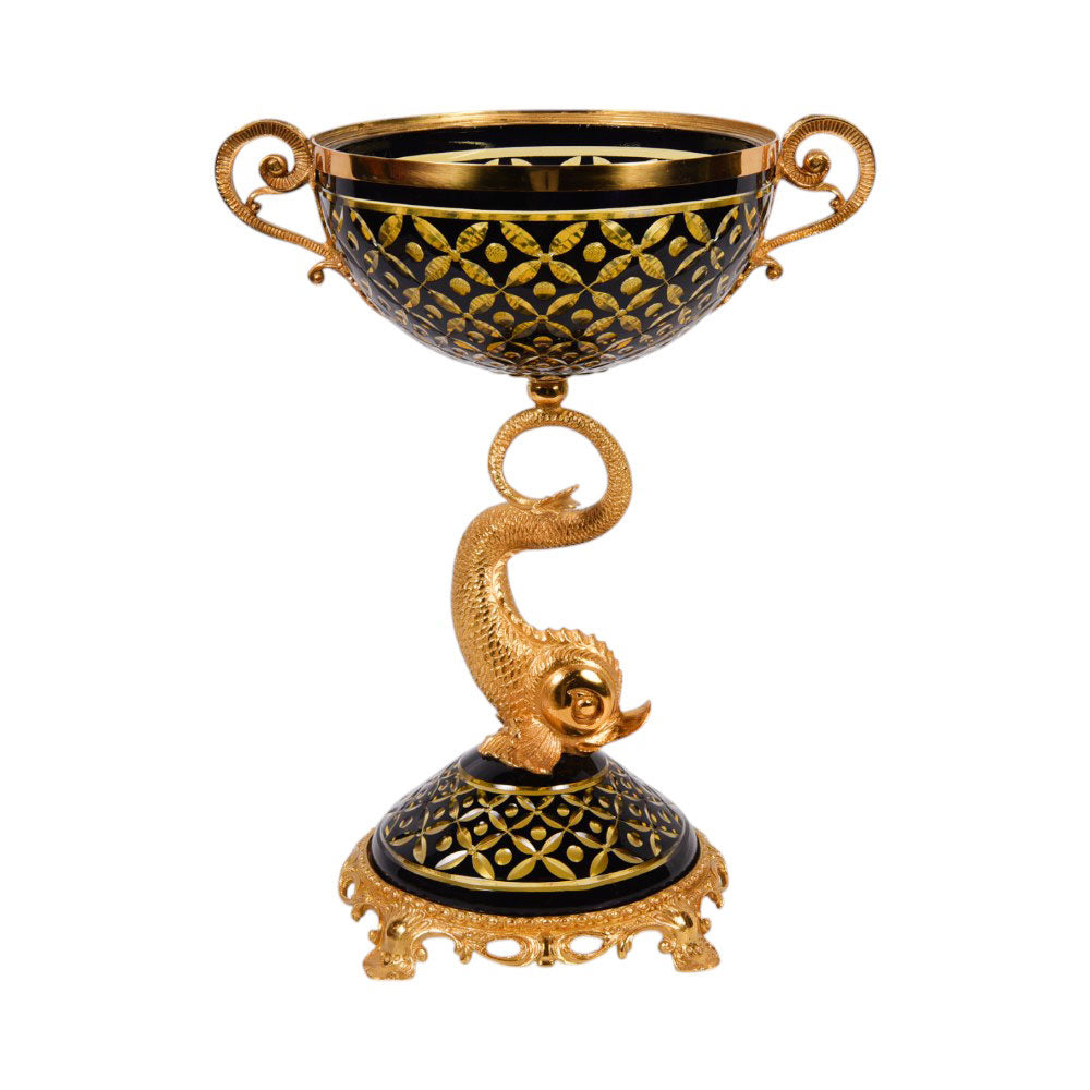 BOWL CANDY CRYSTAL BRASS IR H-J79-2032A C-102-1