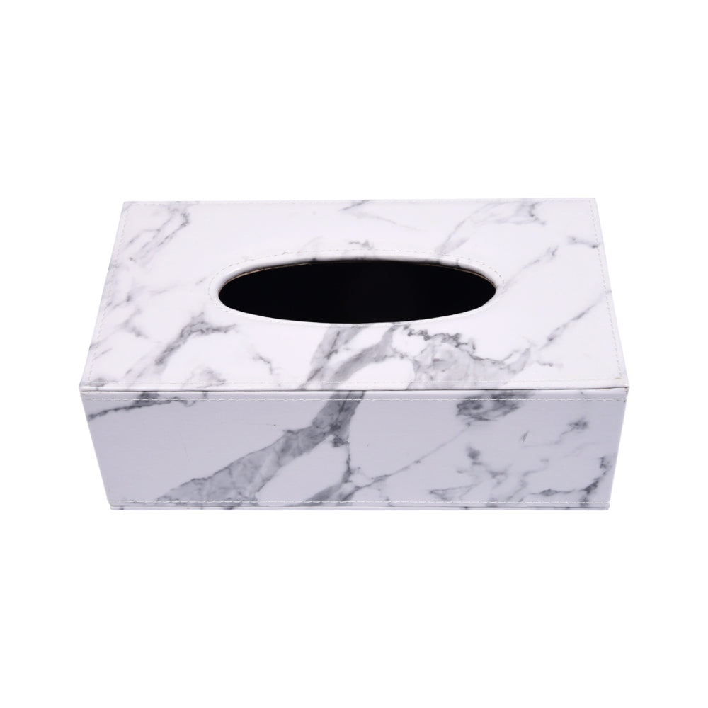 TISSUE BOX LEATHER BLACK/WHITE MARBLE 1193