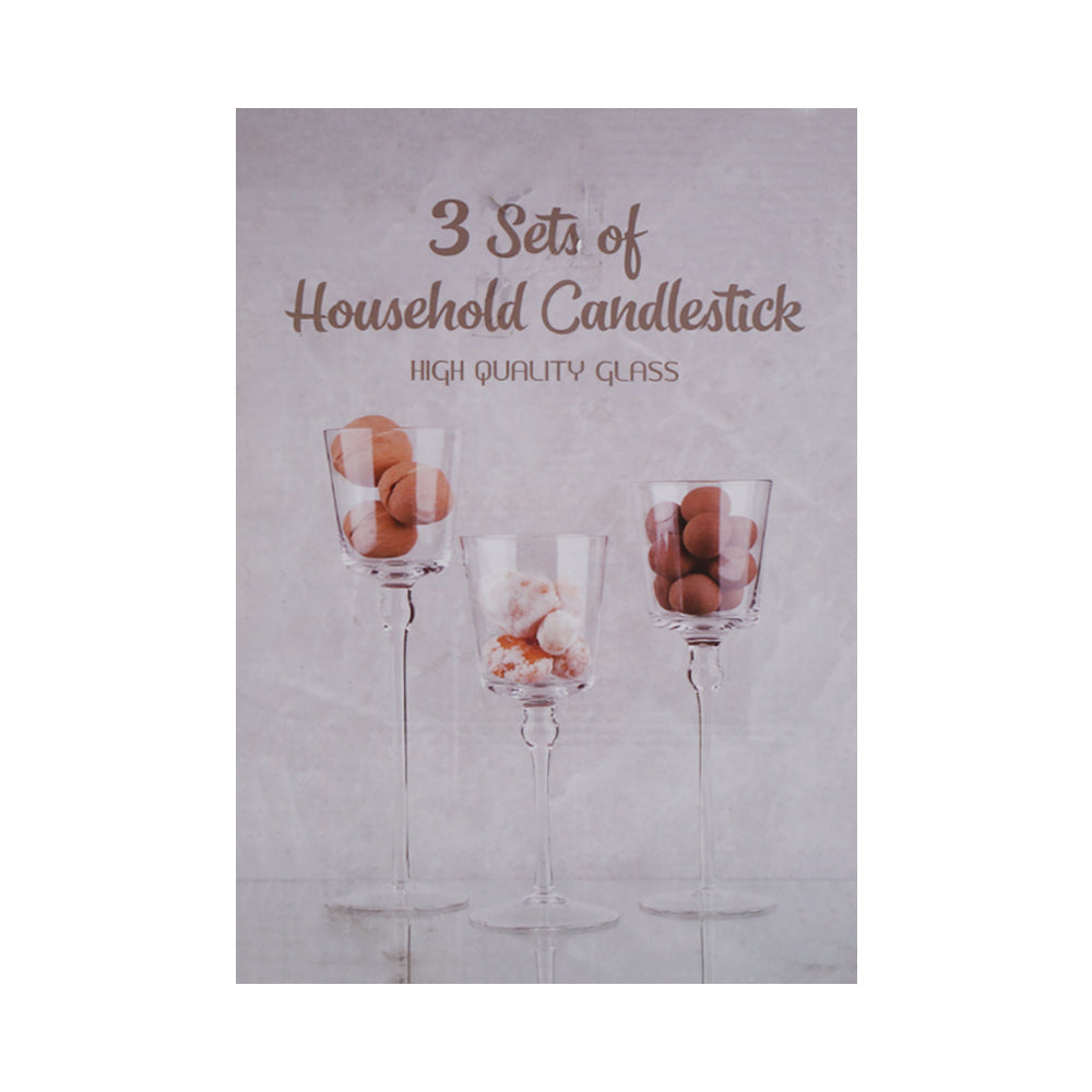 FINMANLIFE CANDLE STICK GLASS 3PC SET IR FMLZ-1112C