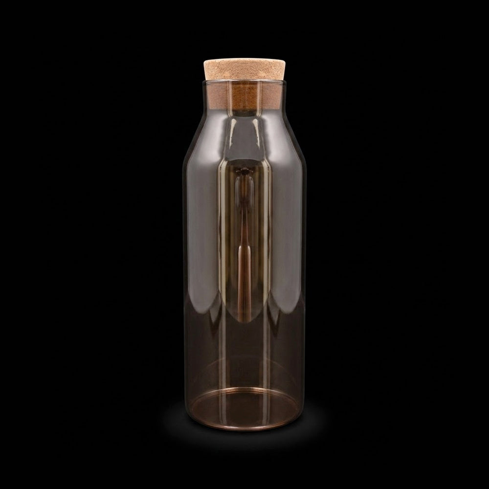 WATER BOTTLE GLASS CORK 1000 ML GOLDEN 0990