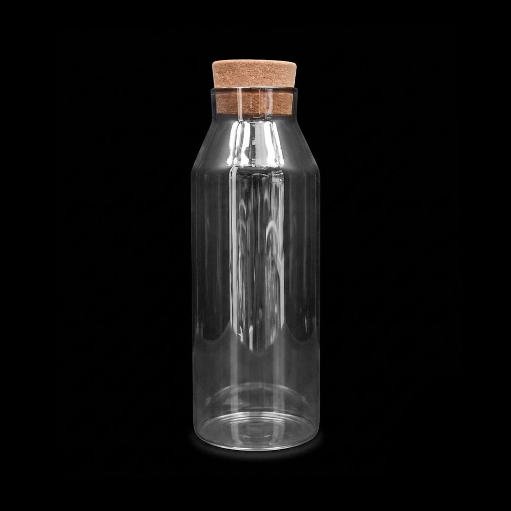 WATER BOTTLE GLASS CORK 1000 ML TINT 0991
