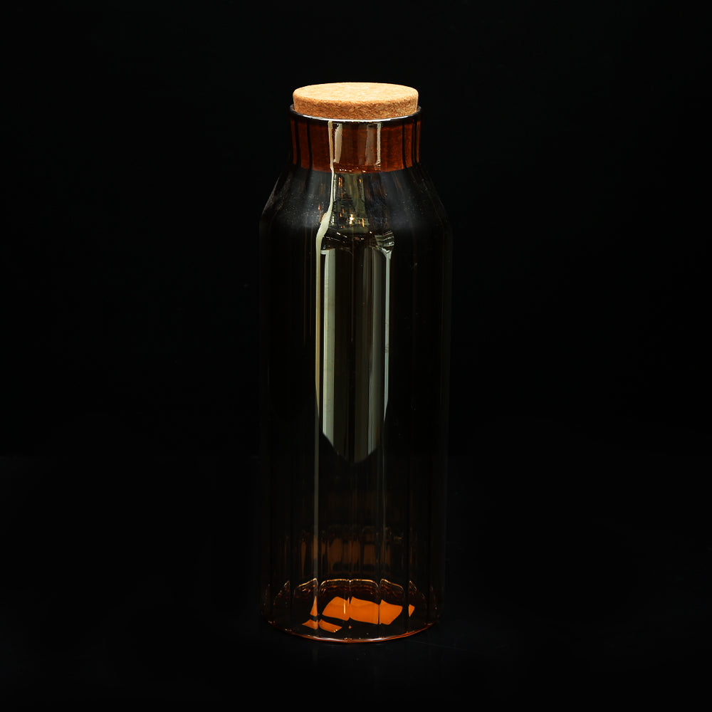 WATER BOTTLE GLASS CORK 1000 ML GOLDEN LINING 0993