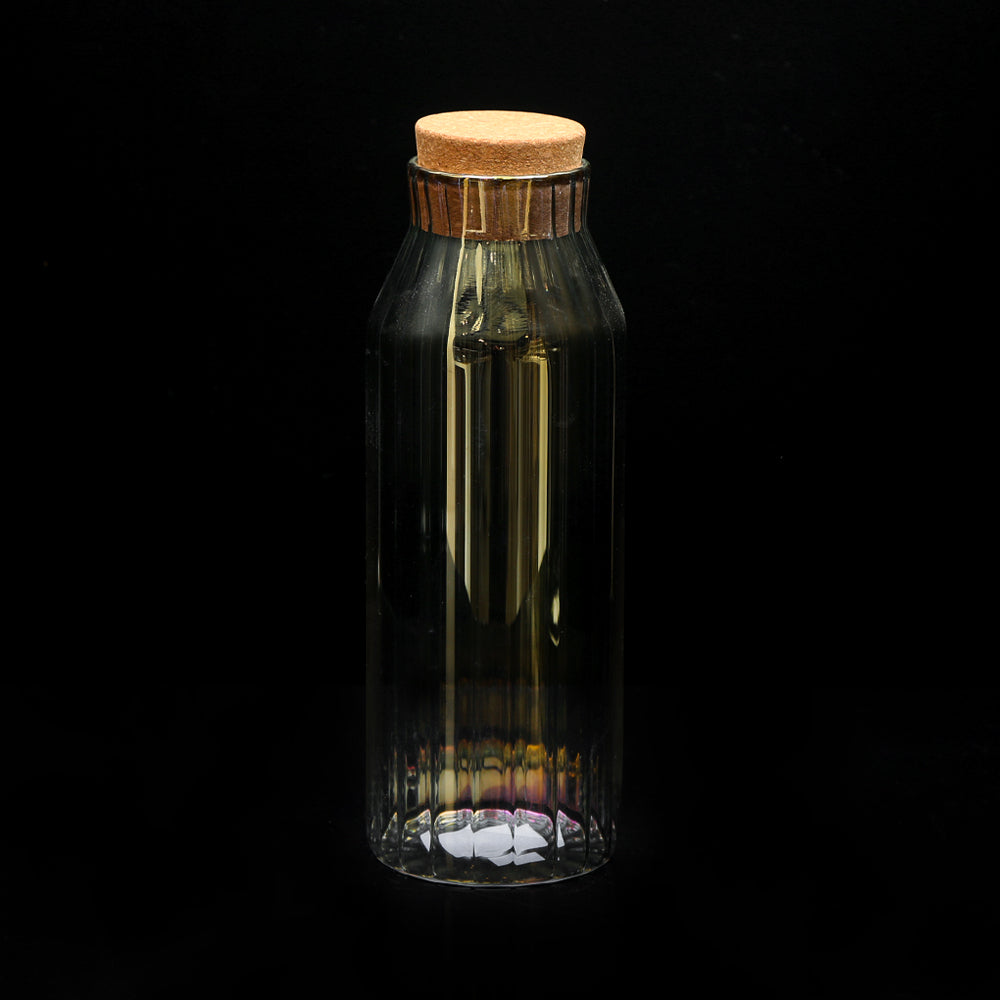 WATER BOTTLE GLASS CORK 1000 ML TINT LINING 0994