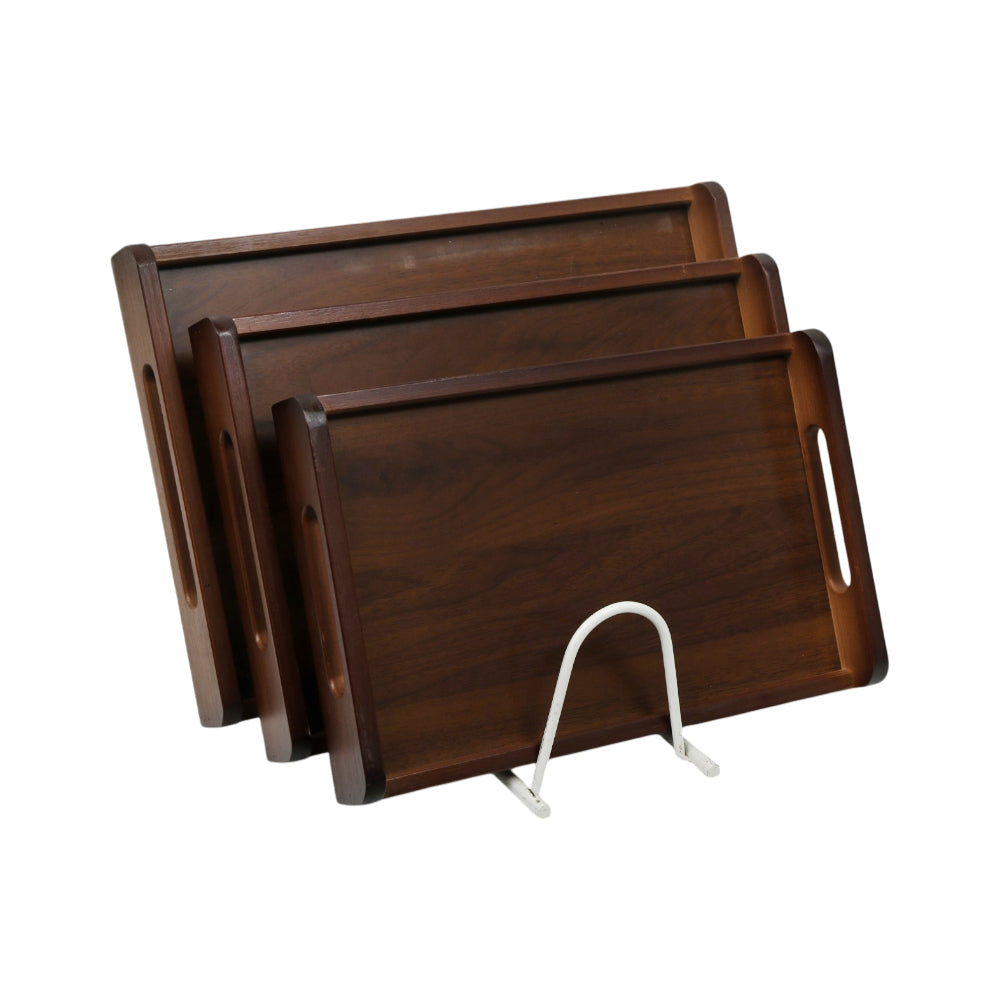 TRAY SET 3PC WOODEN DARK BORDERLESS HANDLE 8-3/1099