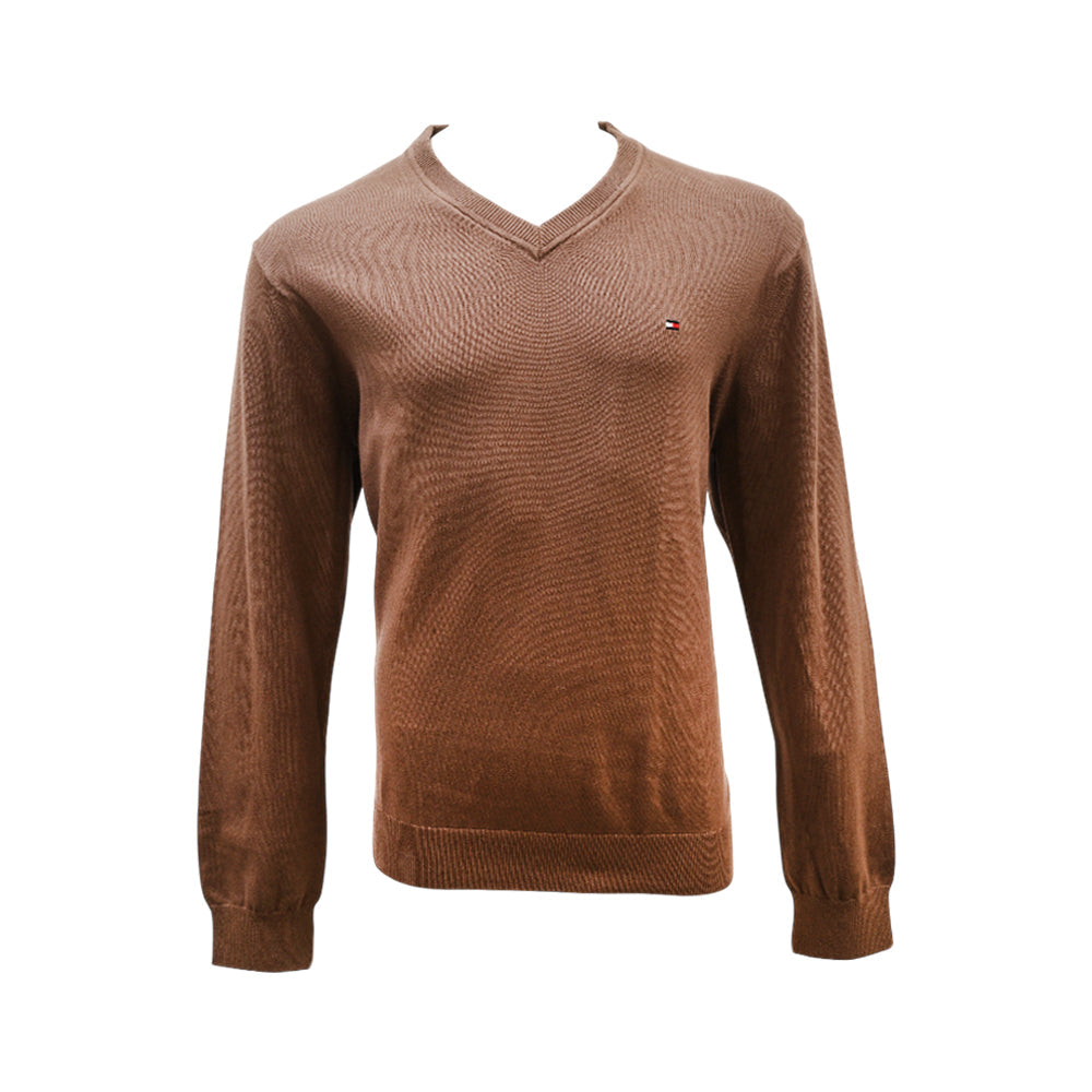 TH MEN L/S V.NECK SWEATER 7858321-202 BRNS XL (IRW)