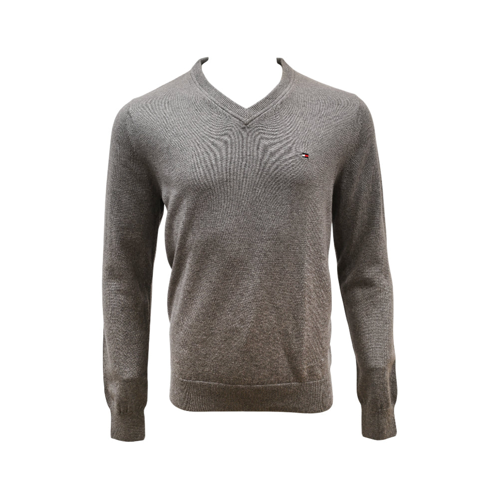 TH MEN L/S V.NECK SWEATER 7858323-030 GRY M (IRW)