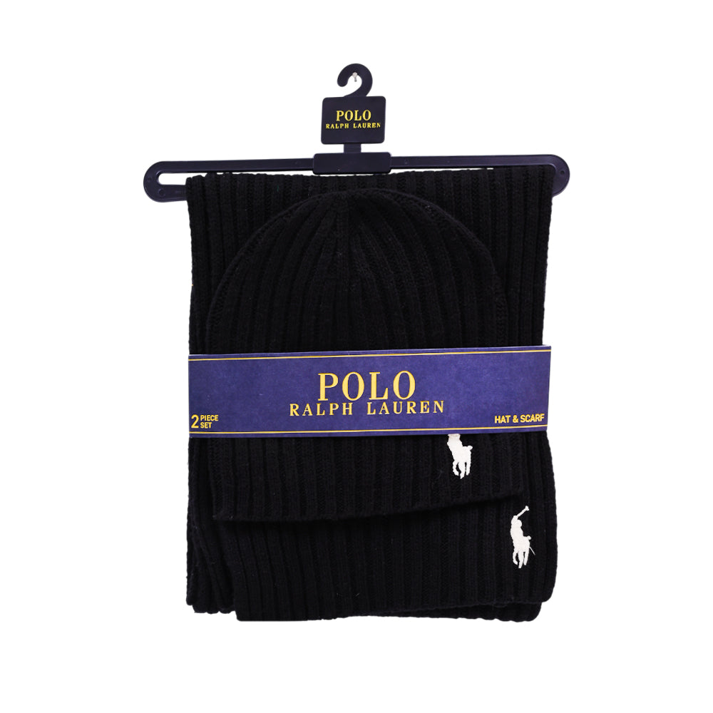 RL BEANIE/SCARF SET PP0079 BLK(IRW)