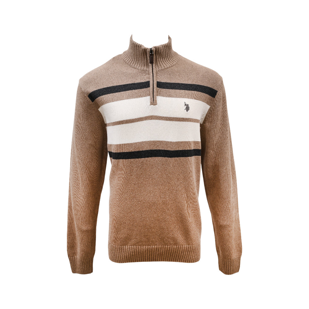 US POLO MEN  L/S  H-ZIPPER SWEATER 335018 SKN  M (IRW)