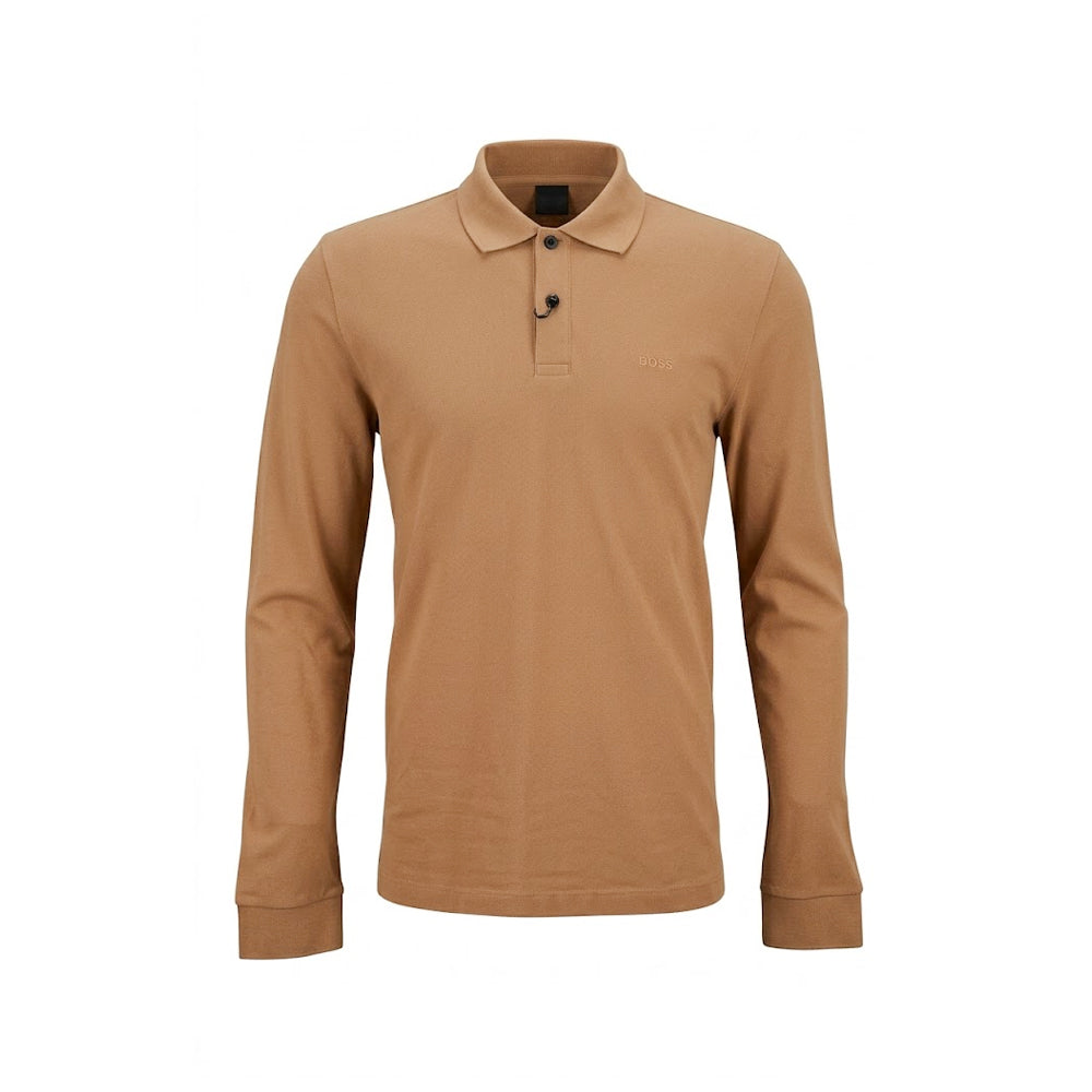 HB MEN  L/S POLO SHIRT 50503041 BEIGE  M (IR)