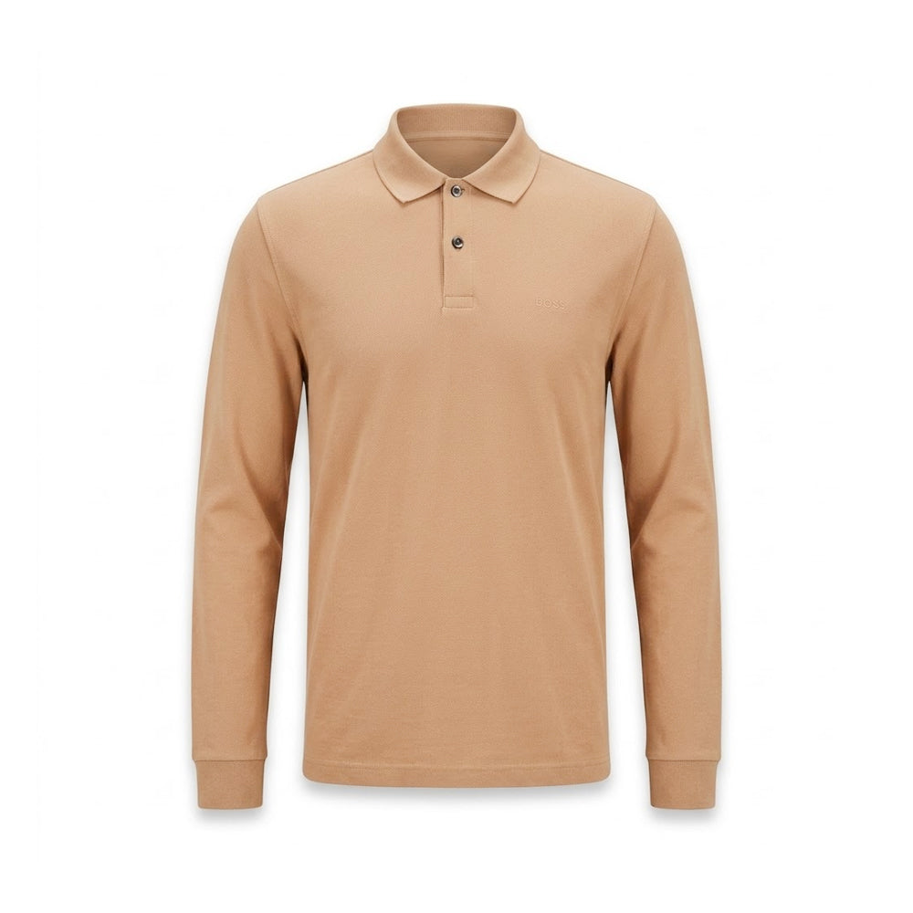 HB MEN  L/S POLO SHIRT 50503041 BEIGE  L (IR)