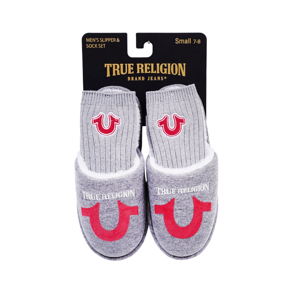 TRUE RELIGION MEN WARM SLIPPER W-SOCKS 2823 GRY S (IRW)