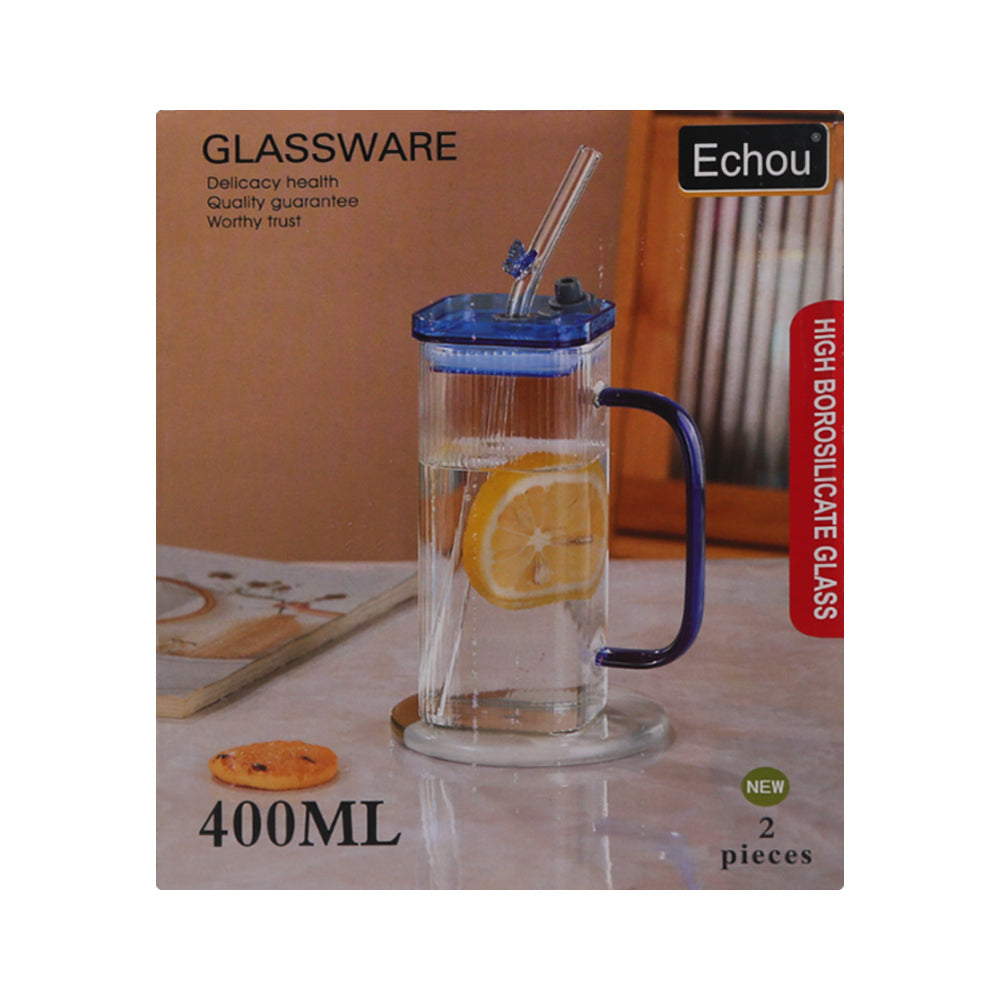 MUG WITH STRAW SET 2PC ECHOU SPB70-L2-BB