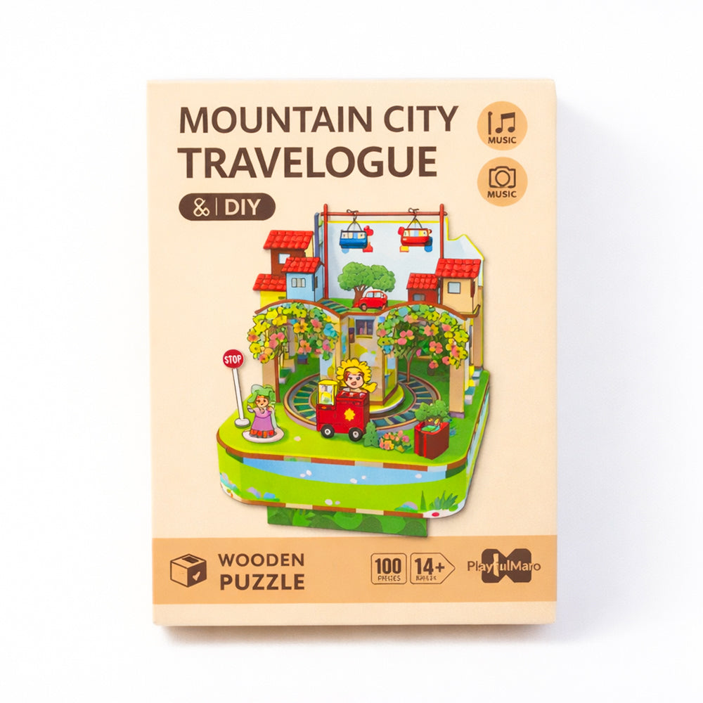 68028 WOODEN PUZZLE MOUNTAIN CITY TRAVELOGUE 100PCS IR
