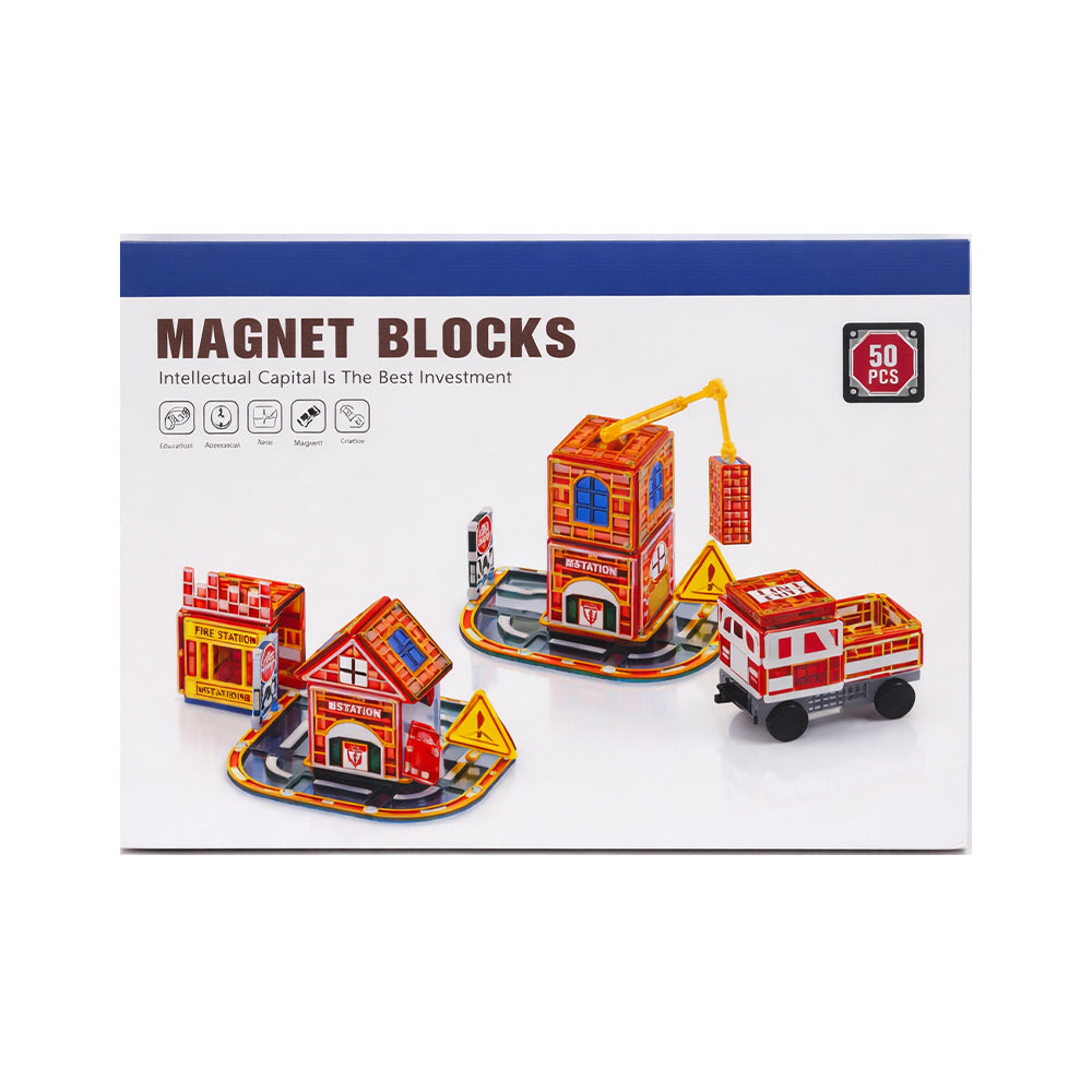 HD172A MAGNET BUILDING BLOCKS FIRE STATION 50PC IR