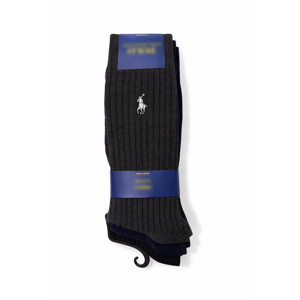 RL MEN DRESS SOCKS P-3 8084PK GRY/BLK IR
