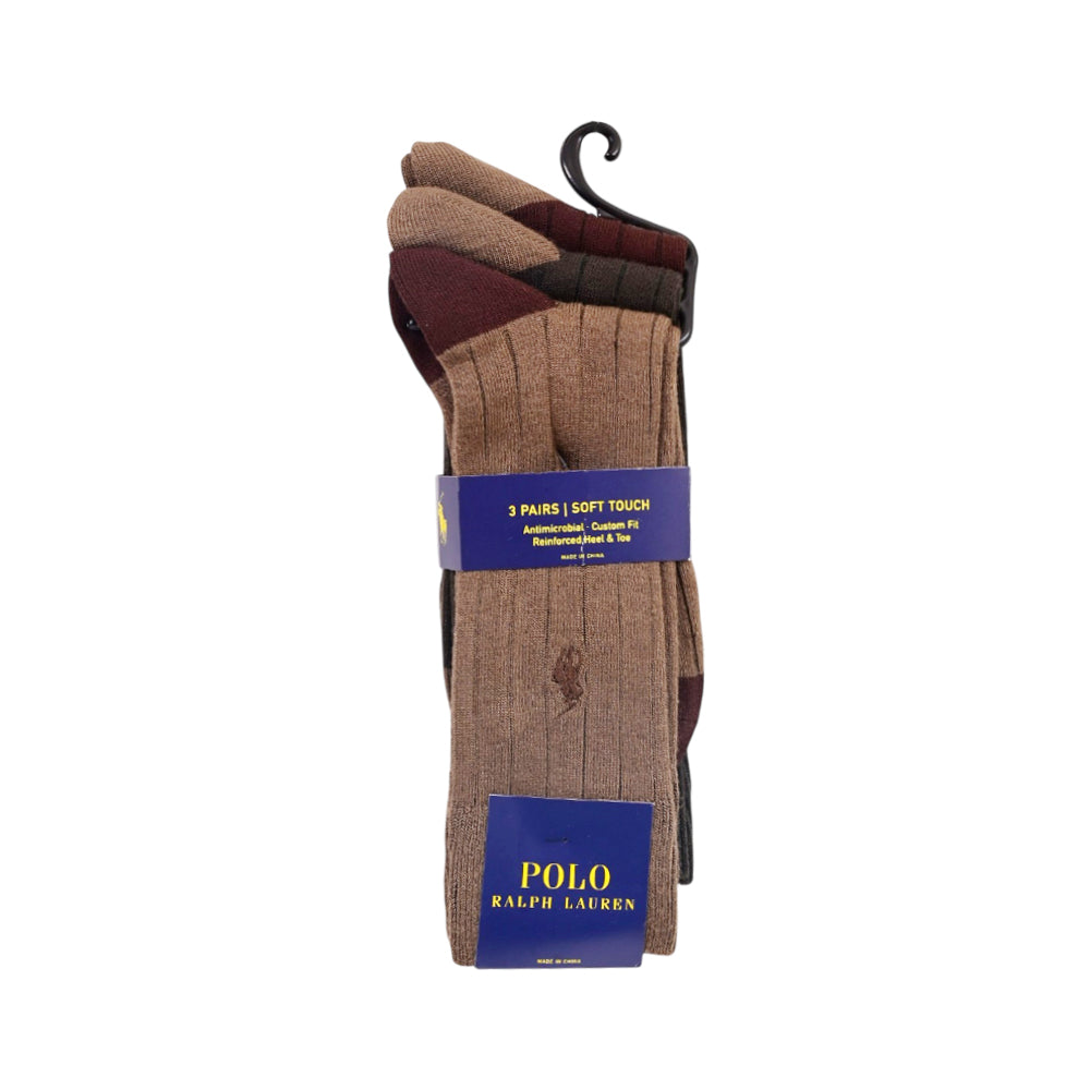 RL MEN DRESS SOCKS P-3 8439PK BRN IR