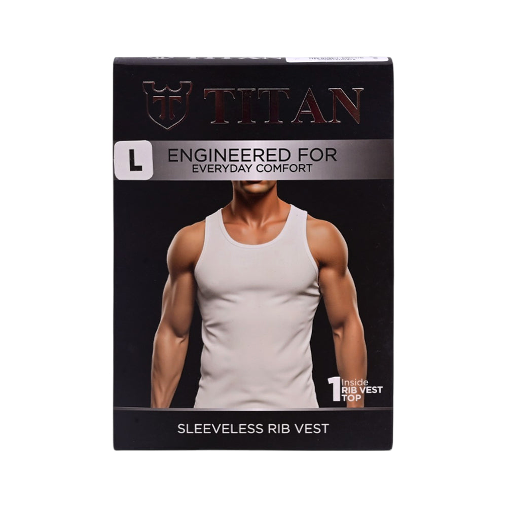 TITAN VEST SANDO RIBBED WHITE T12-06 LARGE P1