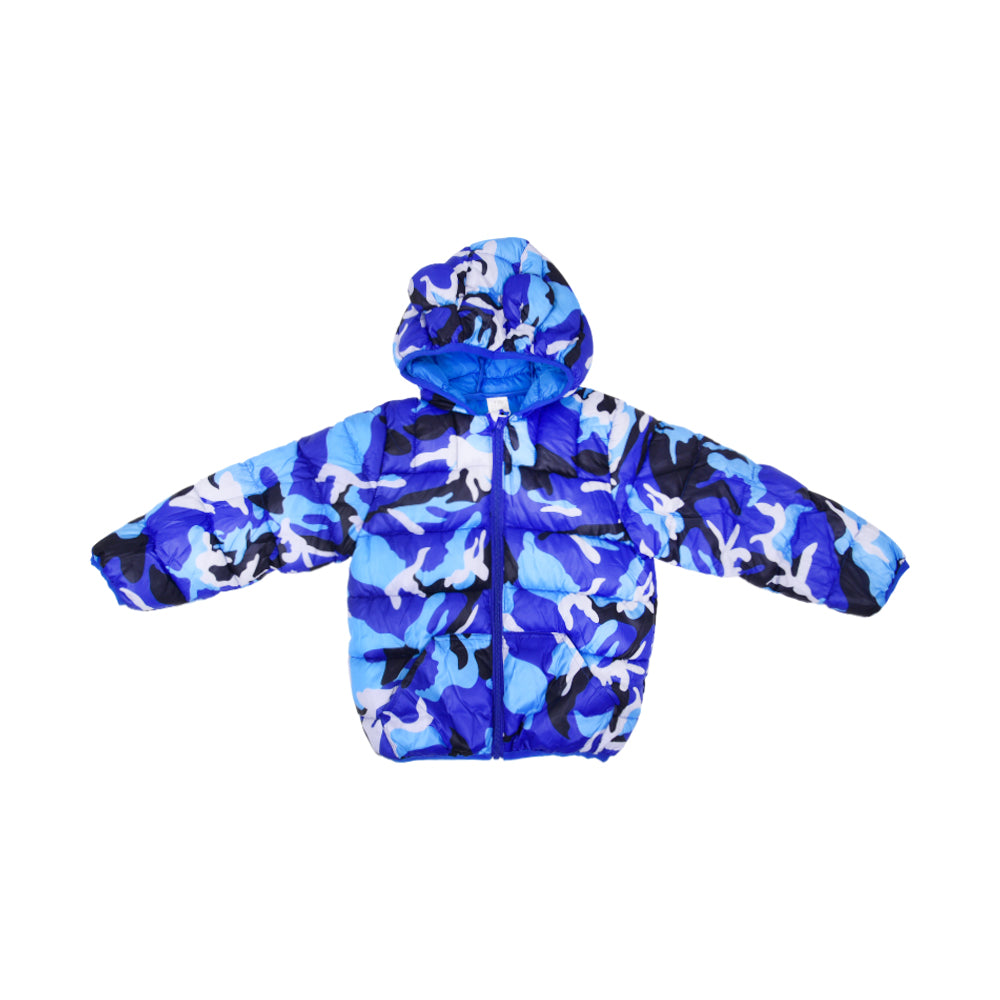 BOYS L/S PUFFER JACKET HOODED BLUE IR-25 2-3 YEAR CC-6