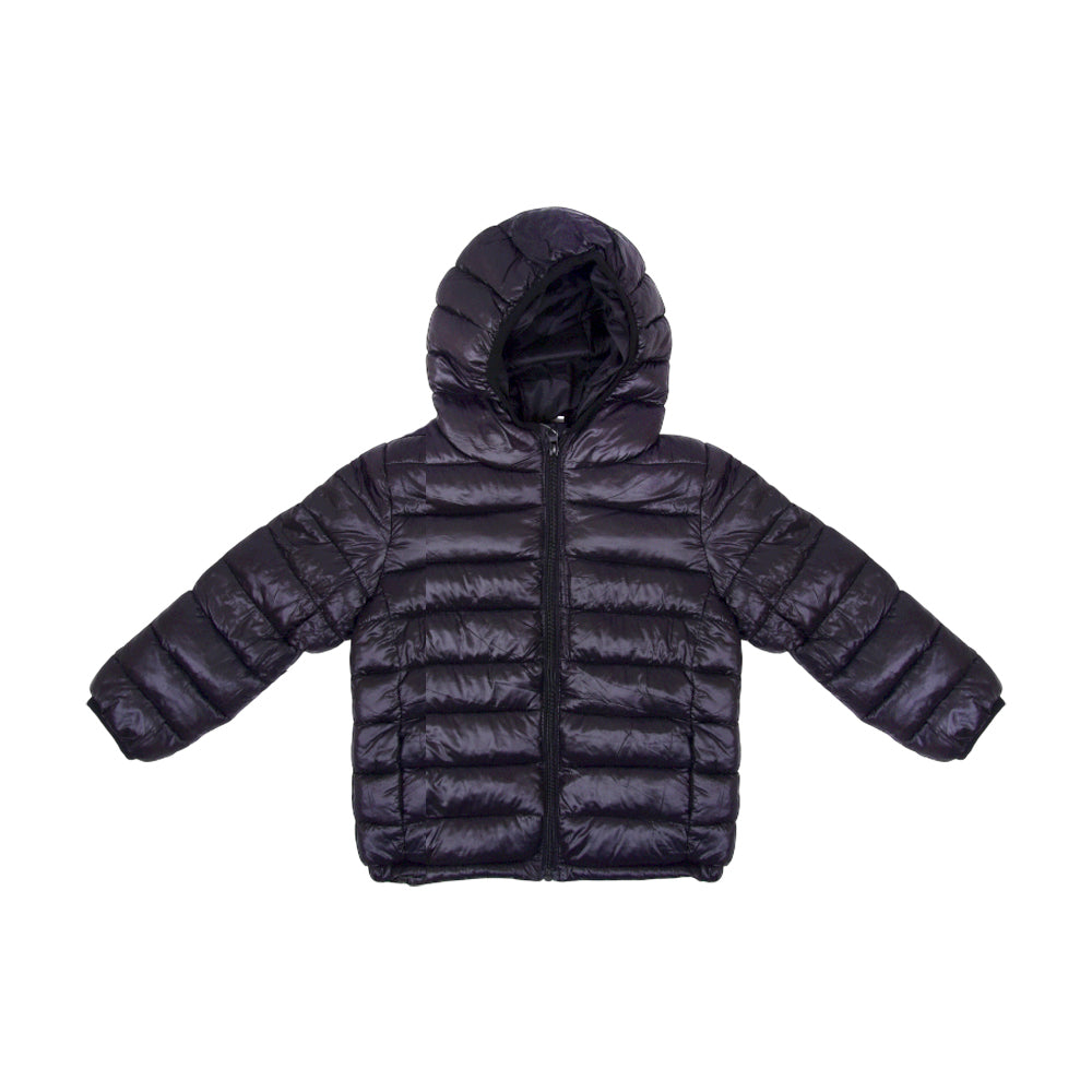 GIRLS L/S PUFFER JACKET HOODED BLACK IR-25 6-7 YEAR CC-7