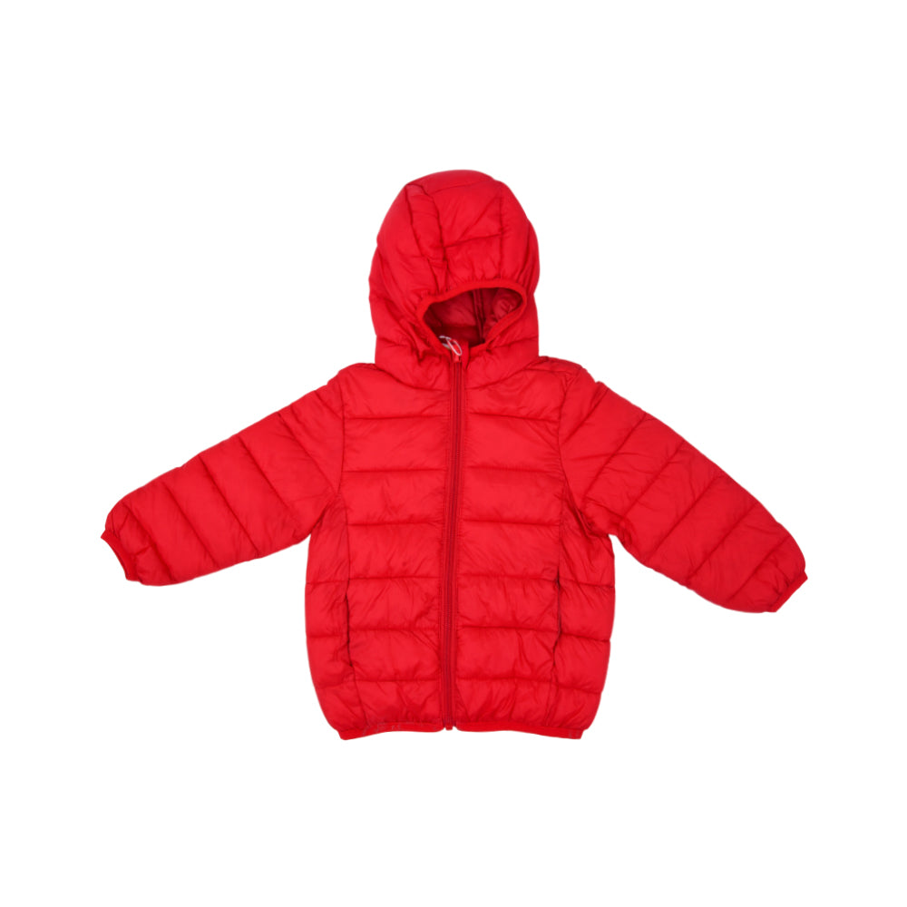 UNISEX L/S PUFFER JACKET HOODED RED IR-25 7-8 YEAR CC-7