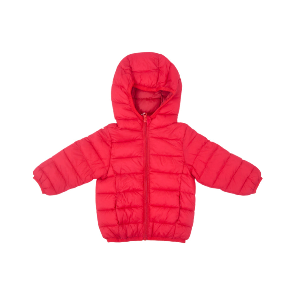 UNISEX L/S PUFFER JACKET HOODED RED IR-25 12-18M F-12-1
