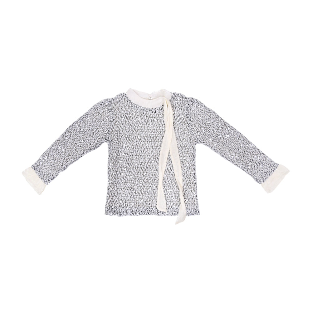 GIRLS L/S FANCY BLOUSE GREY IR-25 4-5 YEAR 8381