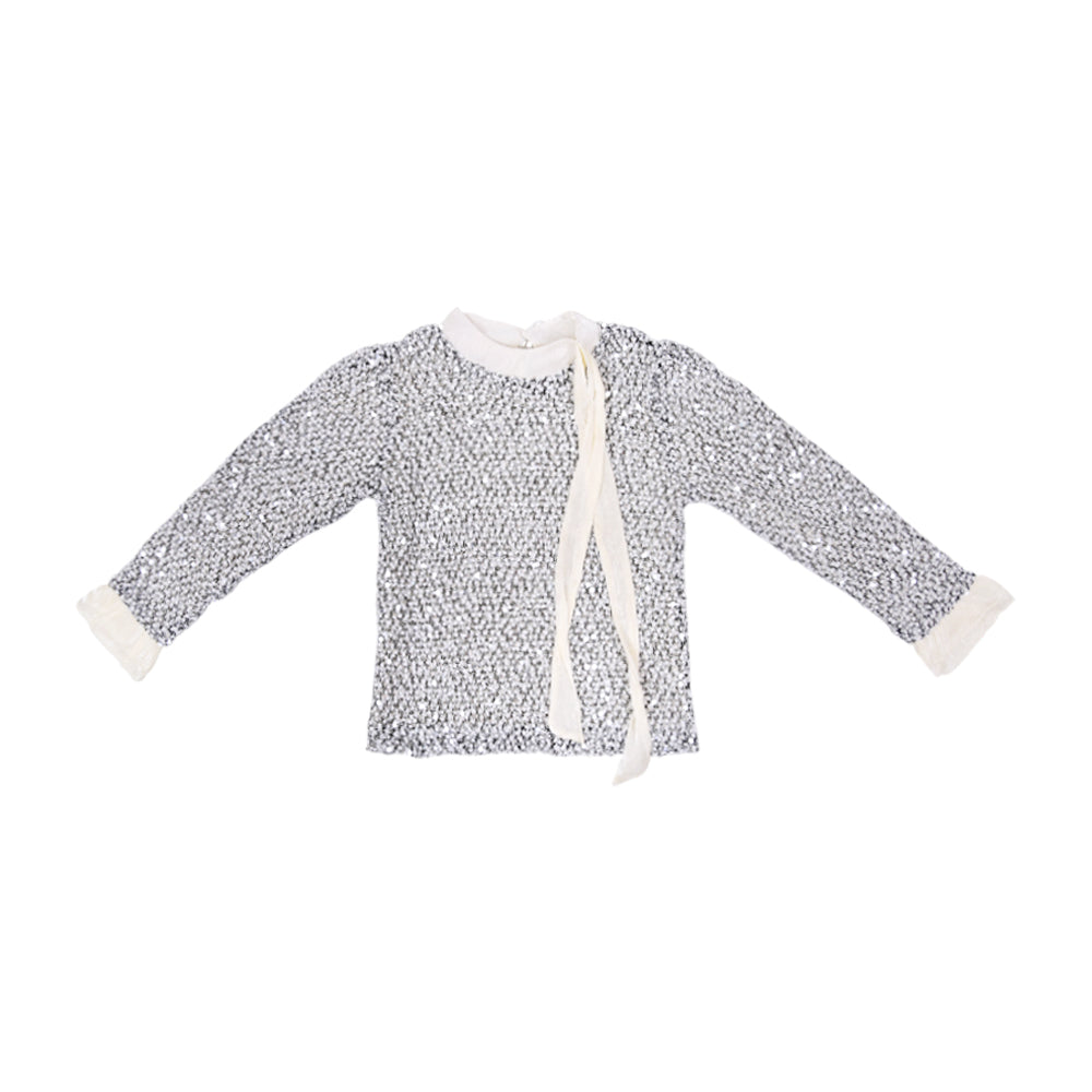 GIRLS L/S FANCY BLOUSE GREY IR-25 7-8 YEAR 8381