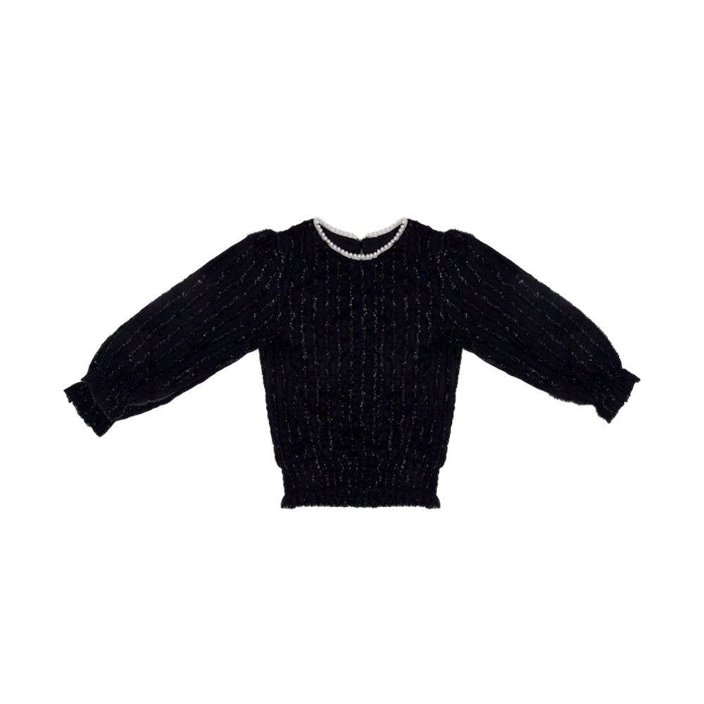 GIRLS L/S FANCY BLOUSE BLACK IR-25 4-5 YEAR 8380