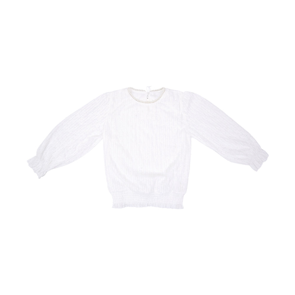 GIRLS L/S FANCY BLOUSE WHITE IR-25 6-7 YEAR 8380