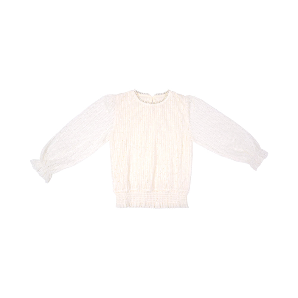 GIRLS L/S FANCY BLOUSE OFF-WHITE IR-25 3-4 YEAR 8380