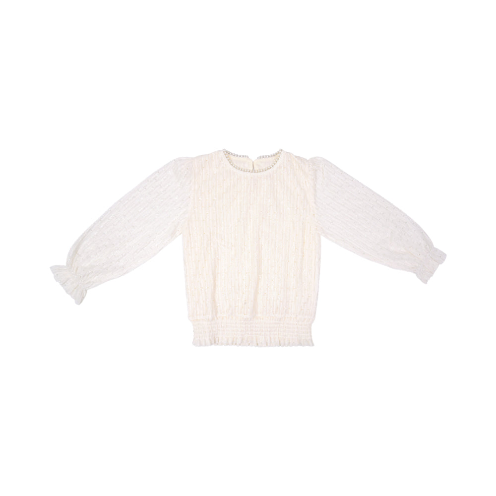 GIRLS L/S FANCY BLOUSE OFF-WHITE IR-25 5-6 YEAR 8380